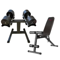 36KG Adjustable Dumbbell Pair (2KG Increments) + Stand & Weight Bench Combo