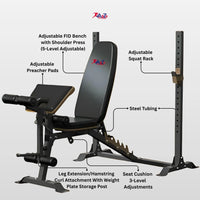 A2Z-7301 Adjustable Barbell Rack with Bench