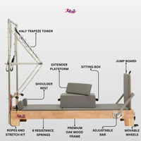 PILATE OAK WOOD REFORMER WITH HALF TRAPEZE (PR 2-in1)