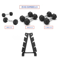 Hex Dumbbells with Vertical Dumbbell Rack (29 Kg)