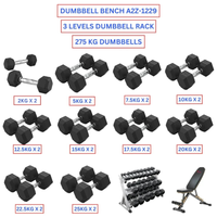 Hex Dumbbells with 3 levels Dumbbell Rack and Dumbbell Bench A2Z-1229 (275kg)