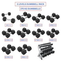 Hex Dumbbells with 3 levels Dumbbell Rack (275kg)