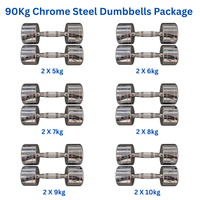 90Kg Chrome Steel Dumbbells Package