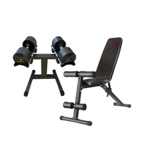 24KG Adjustable Dumbbell Pair (4KG Increments) + Stand & Weight Bench Combo