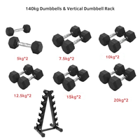 Hex Dumbbells with Vertical Dumbbell Rack ( 140KG )