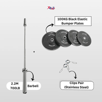 2.2M 700Lb Barbell & 100KG Bumper Plate Pack