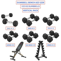 Hex Dumbbells with Vertical Dumbbell Rack and Dumbbell Bench A2Z-1229 (103kg)