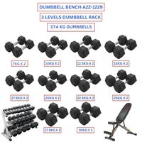 Hex Dumbbells with 3 levels Dumbbell Rack and Dumbbell Bench A2Z-1229 (374kg)