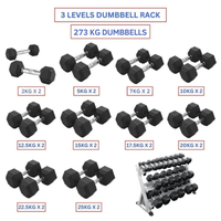 Hex Dumbbells with 3 levels Dumbbell Rack (273kg)