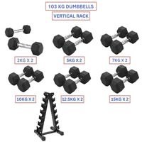Hex Dumbbells with Vertical Dumbbell Rack (103kg)