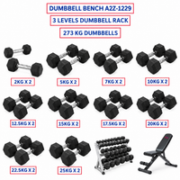 Hex Dumbbells with 3 levels Dumbbell Rack and Dumbbell Bench A2Z-1229 (273kg)