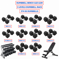 Hex Dumbbells with 3 levels Dumbbell Rack and Dumbbell Bench A2Z-1217 (374kg)