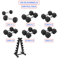 Hex Dumbbells with Vertical Dumbbell Rack (105kg)